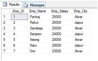 Select all value from table